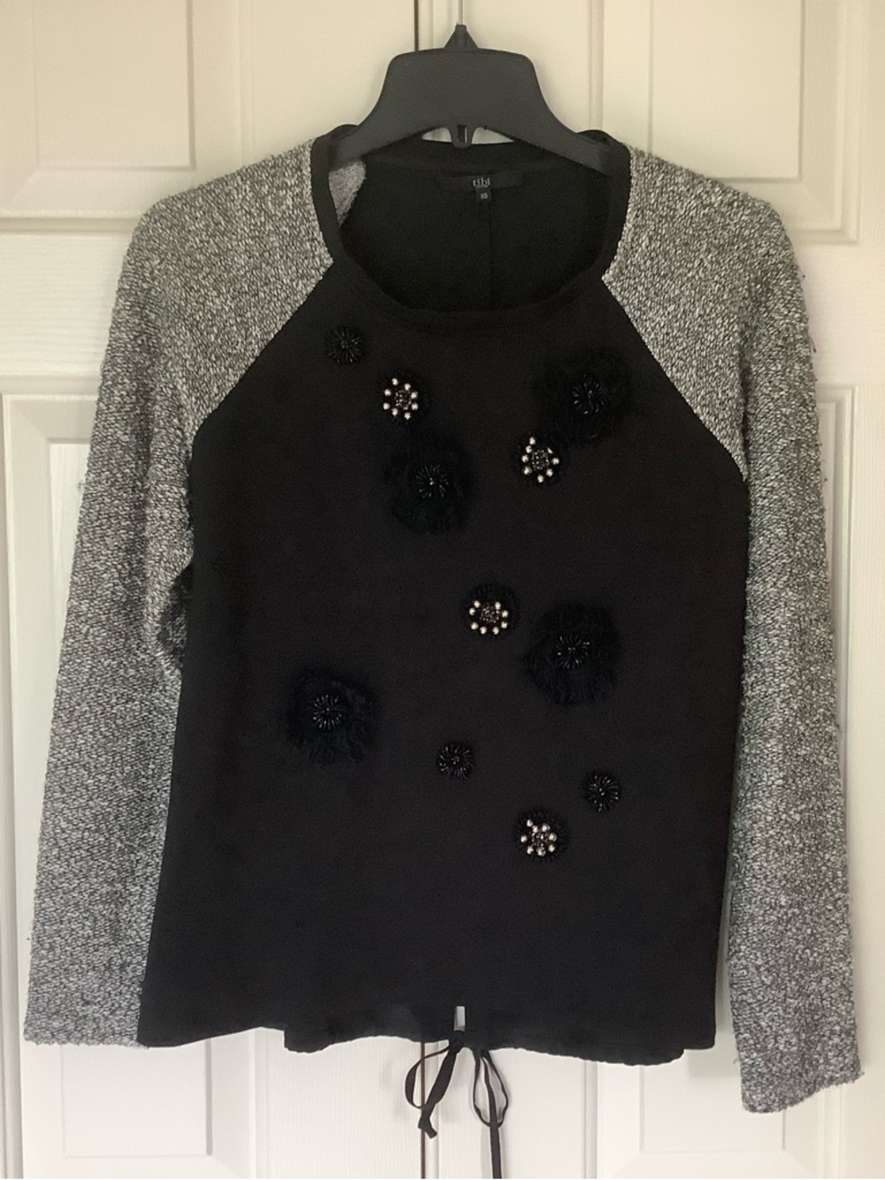Tibi Embellished Crew Neck Top